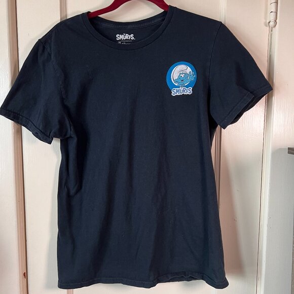 The Smurfs Black Tee Size M Peyo Graphic Full Cast Family Classic - Picture 1 of 5